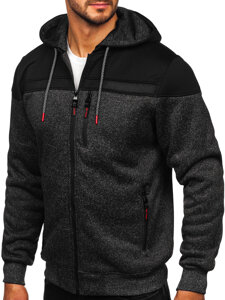 Bolf Herren Sweatjacke Sweatshirt Jacke mit Kapuze Schwarzgrau  TC1217