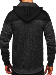 Bolf Herren Sweatjacke Sweatshirt Jacke mit Kapuze Schwarzgrau  TC1217