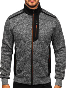 Bolf Herren Sweatjacke Sweatshirt Jacke mit Stehkragen Anthrazit  TC1232