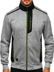 Bolf Herren Sweatjacke Sweatshirt Jacke mit Stehkragen Grau  TC1232