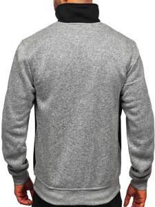 Bolf Herren Sweatjacke Sweatshirt Jacke mit Stehkragen Grau  TC1232