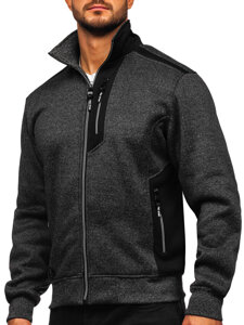 Bolf Herren Sweatjacke Sweatshirt Jacke mit Stehkragen Schwarzgrau  TC1232