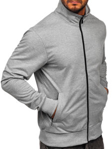 Bolf Herren Sweatjacke Sweatshirt mit Stehkragen Grau  B067