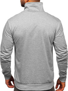 Bolf Herren Sweatjacke Sweatshirt mit Stehkragen Grau  B069