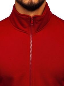 Bolf Herren Sweatjacke Sweatshirt mit Stehkragen Weinrot  B002