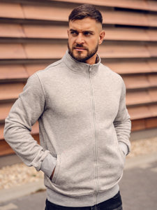 Bolf Herren Sweatjacke mit Stehkragen Sweatshirt mit Reißverschluss Grau  B2002A