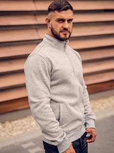 Bolf Herren Sweatjacke mit Stehkragen Sweatshirt mit Reißverschluss Grau  B2002A