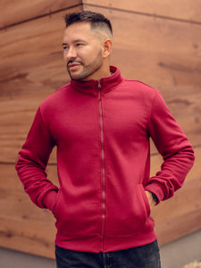 Bolf Herren Sweatjacke mit Stehkragen Sweatshirt mit Reißverschluss Weinrot  B2002A