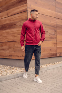 Bolf Herren Sweatjacke mit Stehkragen Sweatshirt mit Reißverschluss Weinrot  B2002A