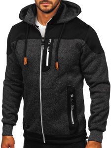 Bolf Herren Sweatshirt-Jacke mit Kapuze Schwarzgrau  TC1229