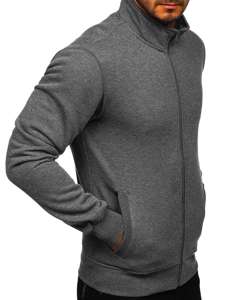 Bolf Herren Sweatshirt Sweatjacke mit Stehkragen Anthrazit  B2002