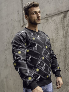 Bolf Herren Sweatshirt mit Motiv Schwarz  8B1110