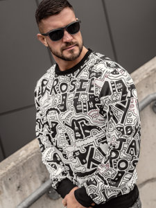 Bolf Herren Sweatshirt mit Motiv Schwarz-Weiß  8B1133A