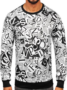 Bolf Herren Sweatshirt mit Motiv Schwarz-Weiß  8B1135