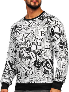 Bolf Herren Sweatshirt mit Motiv Schwarz-Weiß  8B1135