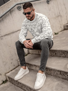 Bolf Herren Sweatshirt mit Motiv Weiß 8B1111A