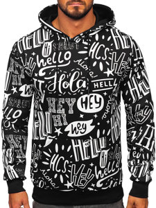 Bolf Herren Sweatshirt mit Motiv mit Kängurutasche Schwarz  8B1150