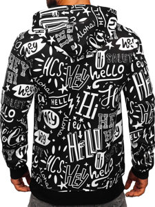 Bolf Herren Sweatshirt mit Motiv mit Kängurutasche Schwarz  8B1150