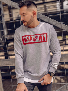 Bolf Herren Sweatshirt mit Motiv ohne  Kapuze Grau  11115A