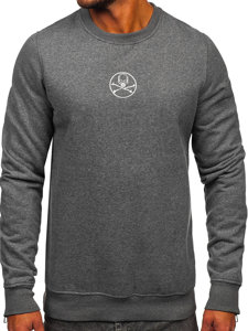 Bolf Herren Sweatshirt mit Motiv ohne Kapuze Schwarzgrau  MF2014