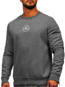 Bolf Herren Sweatshirt mit Motiv ohne Kapuze Schwarzgrau  MF2014