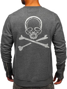 Bolf Herren Sweatshirt mit Motiv ohne Kapuze Schwarzgrau  MF2014