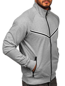 Bolf Herren Sweatshirt mit Stehkragen und Reißverschluss Grau B062