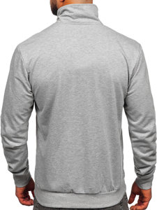 Bolf Herren Sweatshirt mit Stehkragen und Reißverschluss Grau B229