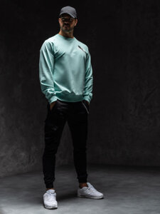 Bolf Herren Sweatshirt ohne Kapuze mit Motiv Mintgrün 6476A1