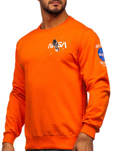 Bolf Herren Sweatshirt ohne Kapuze mit Motiv Orange  6476