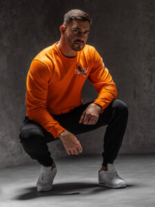 Bolf Herren Sweatshirt ohne Kapuze mit Motiv Orange  6476A1