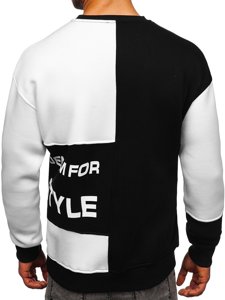 Bolf Herren Sweatshirt ohne Kapuze mit Motiv Schwarz-Weiß  0003