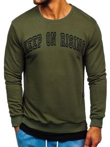 Bolf Herren Swetashirt ohne Kapuze mit Motiv Khaki  11114