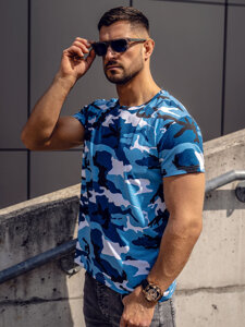 Bolf Herren T-Shirt Camo Azurblau  S807A1