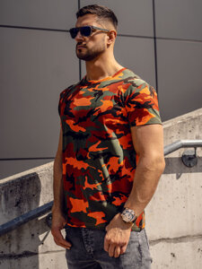 Bolf Herren T-Shirt Camo Grün-Orange S807A1