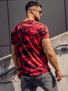 Bolf Herren T-Shirt Camo Rot  S807A1