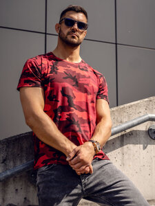 Bolf Herren T-Shirt Camo Rot  S807A1