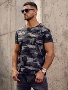 Bolf Herren T-Shirt Camo Schwarzgrau  S807A1