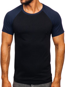 Bolf Herren T-Shirt Schwarz-Dunkelblau  8T82