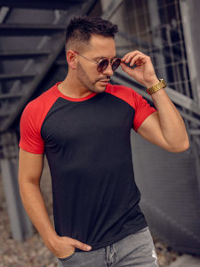 Bolf Herren T-Shirt Schwarz-Rot 8T82A