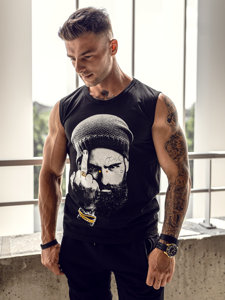 Bolf Herren T-Shirt Tank Top mit Motiv Schwarz  14812A