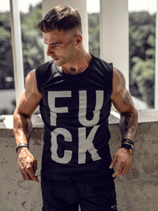 Bolf Herren T-Shirt Tank Top mit Motiv Schwarz  14820A