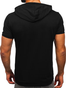 Bolf Herren T-Shirt Uni mit Kapuze Schwarz  8T955