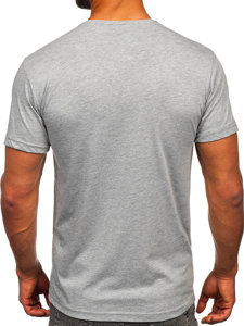 Bolf Herren T-Shirt Uni mit V-Ausschnitt Grau  192131