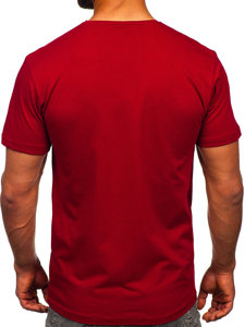 Bolf Herren T-Shirt Uni mit V-Ausschnitt Weinrot  192131