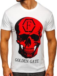 Bolf Herren T-Shirt mit Applikationen Weiß  KS2106