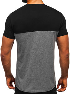 Bolf Herren T-Shirt mit Brusttasche Schwarz-Schwarzgrau  8T91