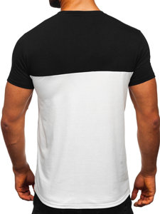 Bolf Herren T-Shirt mit Brusttasche Schwarz-Weiß  8T91