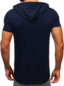 Bolf Herren T-Shirt mit Kapuze mit Motiv Dunkelblau  8T971