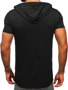 Bolf Herren T-Shirt mit Kapuze mit Motiv Schwarz  8T971